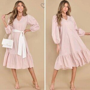 Aura Friend Zone Taupe Midi Dress Tan Women’s Size XS